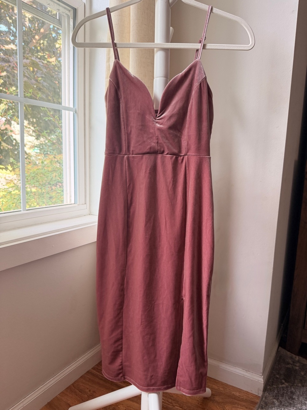 Urban Outfitters Mauve Slip Midi Dress with Spaghetti Straps
